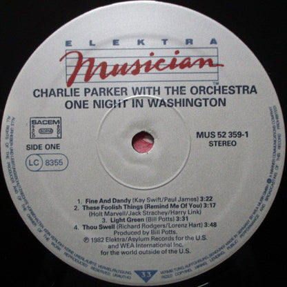 Charlie Parker With The Orchestra (4) : One Night In Washington (LP, Album)