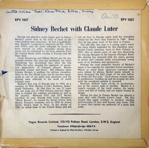 Sidney Bechet, Claude Luter Et Son Orchestre : Riverboat Shuffle (7", EP)