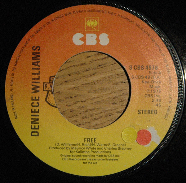 Deniece Williams : Free  (7", Single, Lar)