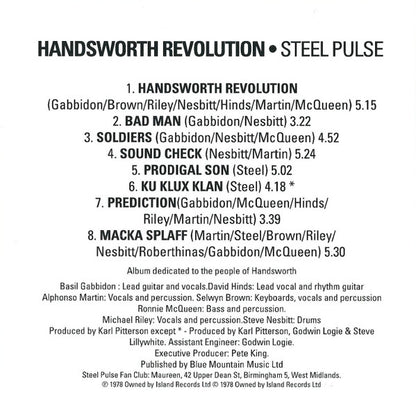 Steel Pulse : Handsworth Revolution (CD, Album, RE, PMD)