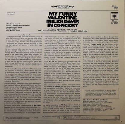 Miles Davis : My Funny Valentine - Miles Davis In Concert (LP, Album, RE)
