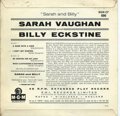 Billy Eckstine and Sarah Vaughan : Billy And Sarah (7", EP)
