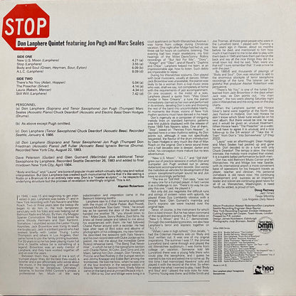 Don Lanphere Quintet Featuring Jon Pugh (2) And Marc Seales : STOP (LP, Album)