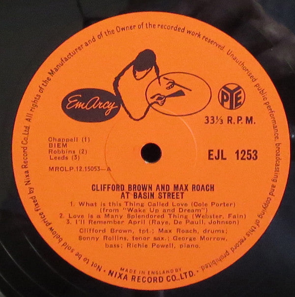 Clifford Brown And Max Roach : At Basin Street (LP, Album, Mono)