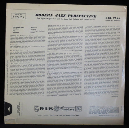 Donald Byrd - Gigi Gryce, The Jazz Lab Quintet, Jackie Paris : Modern Jazz Perspective (LP, Album, Mono)