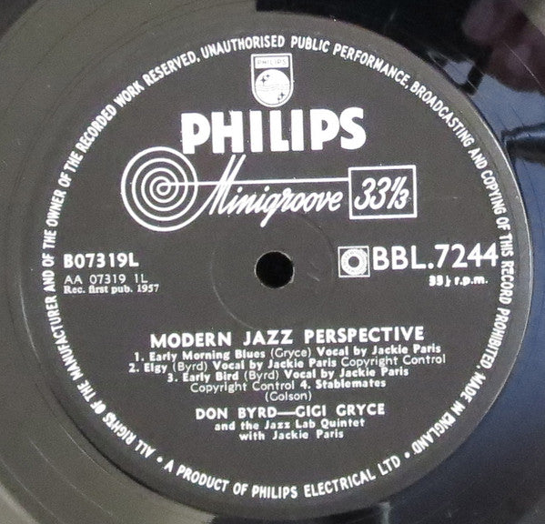 Donald Byrd - Gigi Gryce, The Jazz Lab Quintet, Jackie Paris : Modern Jazz Perspective (LP, Album, Mono)
