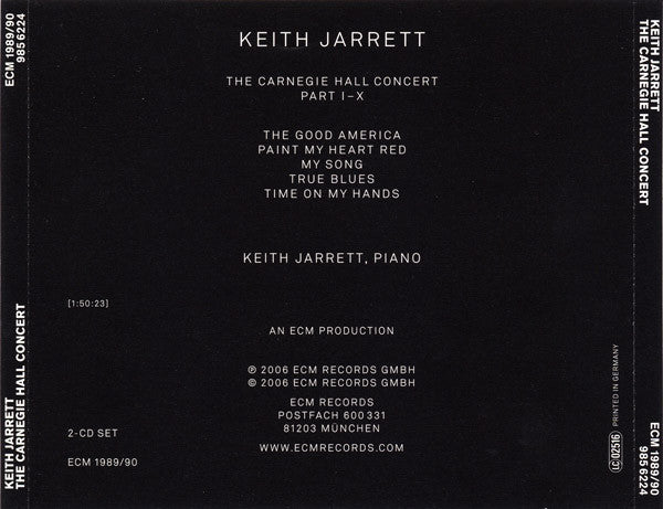 Keith Jarrett : The Carnegie Hall Concert (2xCD, Album)