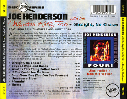 Joe Henderson With Wynton Kelly Trio : Straight, No Chaser (CD, Album, RM)