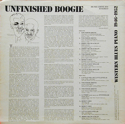 Various : Unfinished Boogie (Western Blues Piano 1946-1952) (LP, Comp)