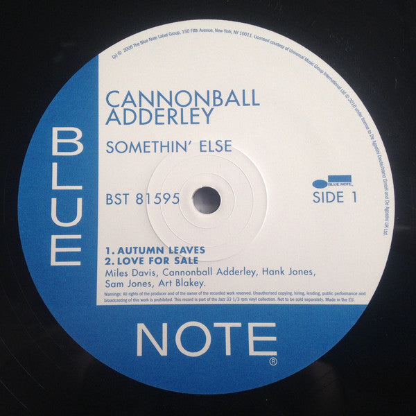 Cannonball Adderley : Somethin' Else (LP, Album, Mono, RE, RM, RP, 180)
