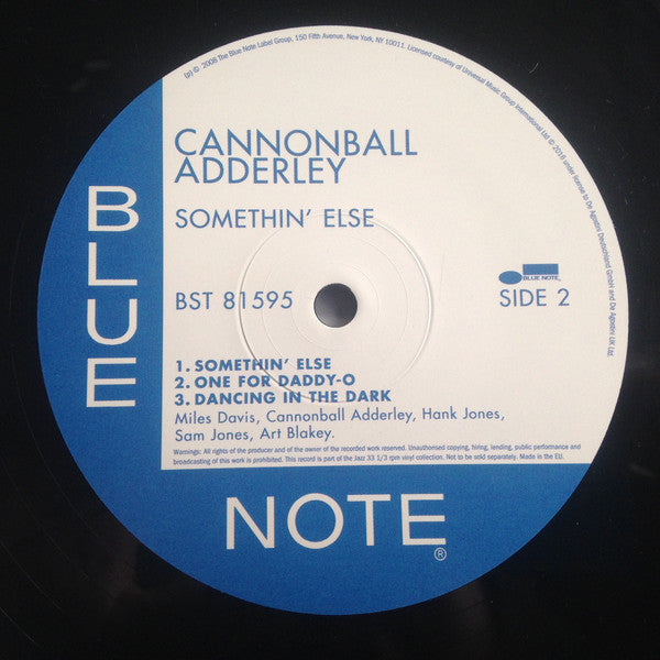 Cannonball Adderley : Somethin' Else (LP, Album, Mono, RE, RM, RP, 180)