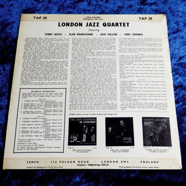London Jazz Quartet : London Jazz Quartet (LP, Album, Mono)
