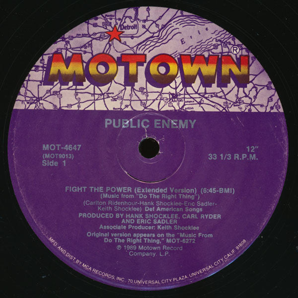 Public Enemy : Fight The Power (Extended Version) (12", Single)