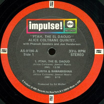 Alice Coltrane Featuring Pharoah Sanders And Joe Henderson : Ptah, The El Daoud (LP, Album, Gat)