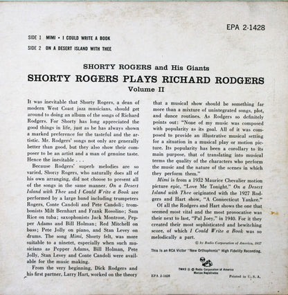 Shorty Rogers And His Giants : Shorty Rogers Plays Richard Rodgers Vol. II (7", EP)