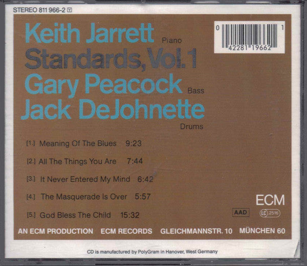 Keith Jarrett, Gary Peacock, Jack DeJohnette : Standards, Vol. 1 (CD, Album, RE)
