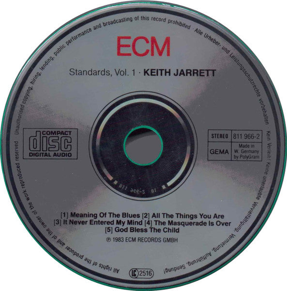 Keith Jarrett, Gary Peacock, Jack DeJohnette : Standards, Vol. 1 (CD, Album, RE)