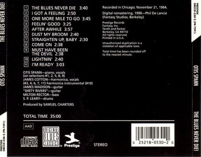 Otis Spann : The Blues Never Die! (CD, Album, RE, RM)