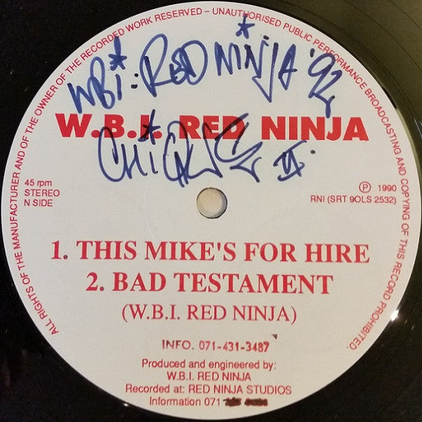 W.B.I. Red Ninja* : Danger Zone (12")