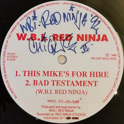 W.B.I. Red Ninja* : Danger Zone (12")