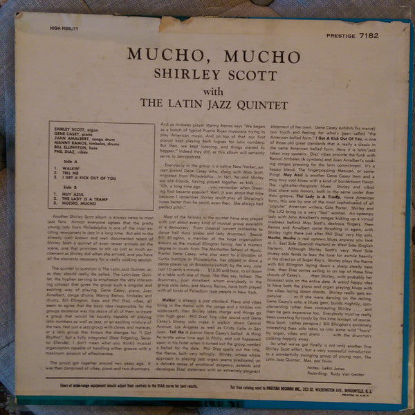 Shirley Scott With The Latin Jazz Quintet : Mucho, Mucho (LP, Album, Mono)