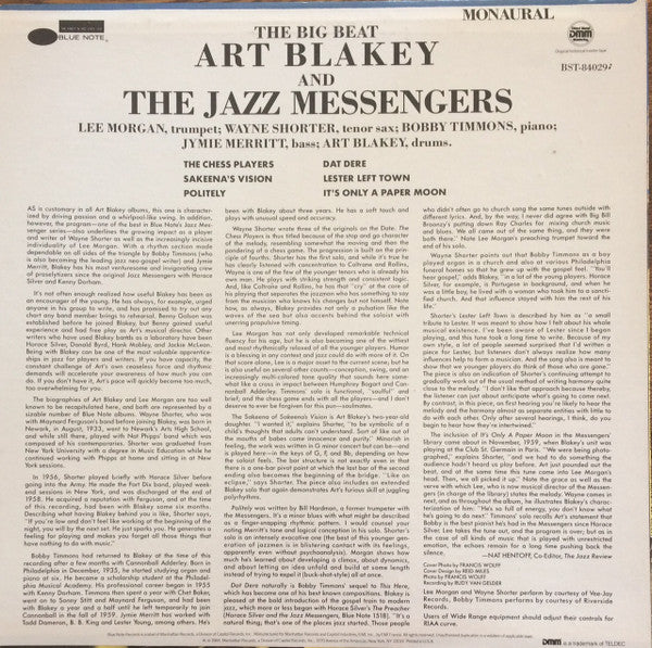 Art Blakey & The Jazz Messengers : The Big Beat (LP, Album, RE, RM, DMM)