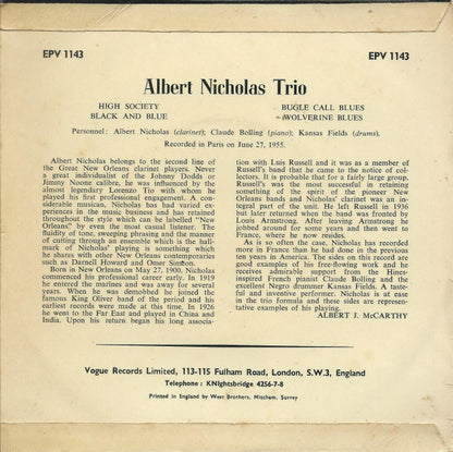 Albert Nicholas And His Orchestra : New Orleans Parade Vol 2 (7", EP)