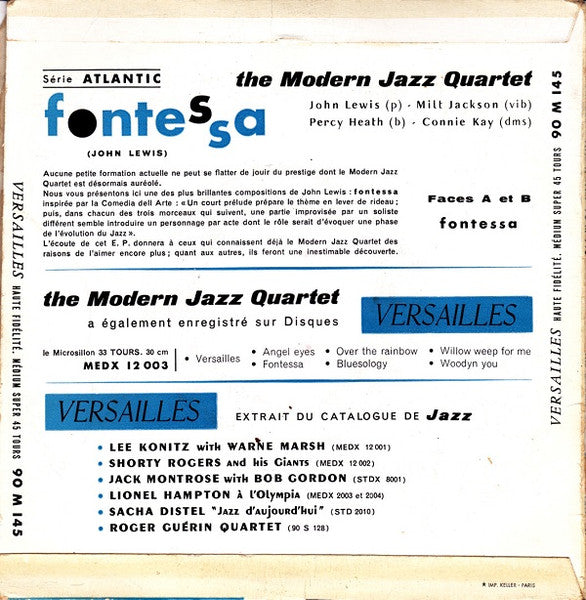 The Modern Jazz Quartet : Fontessa (7", EP)