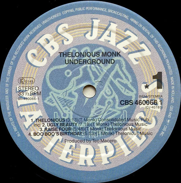 Thelonious Monk : Underground (LP, Album, RE, RM)