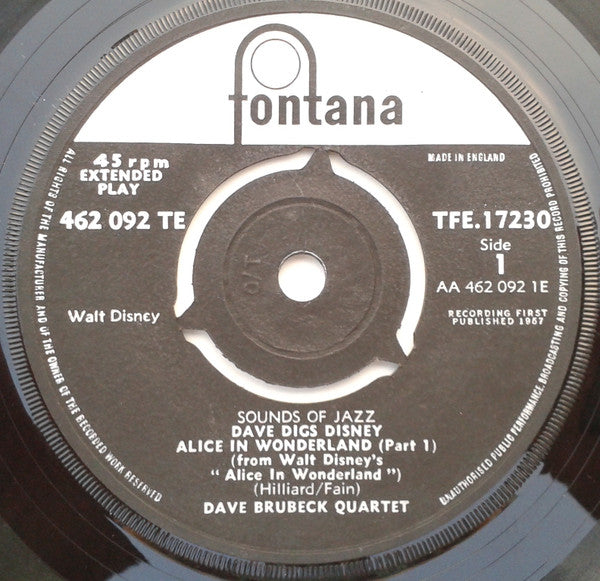 The Dave Brubeck Quartet : Dave Digs Disney (7", EP, Single)