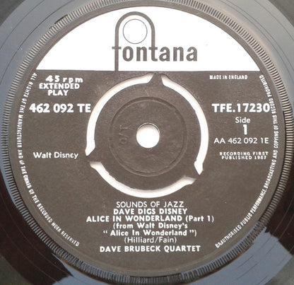 The Dave Brubeck Quartet : Dave Digs Disney (7", EP, Single)