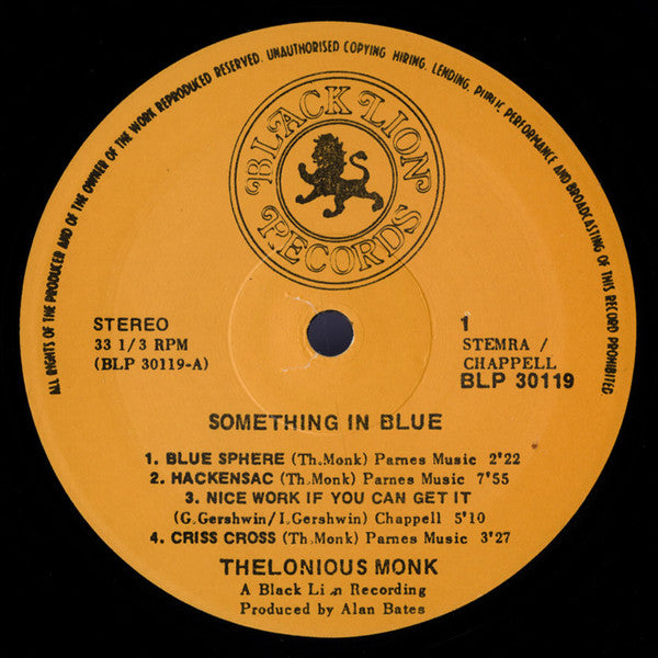 Thelonious Monk : Something In Blue (LP, Album)