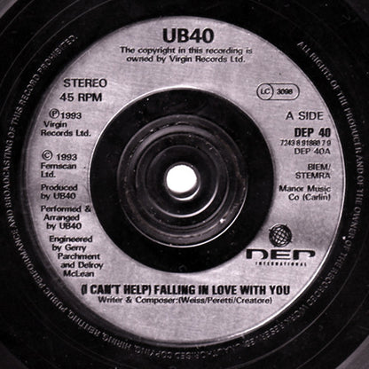 UB40 : (I Can't Help) Falling In Love With You (7", Single)