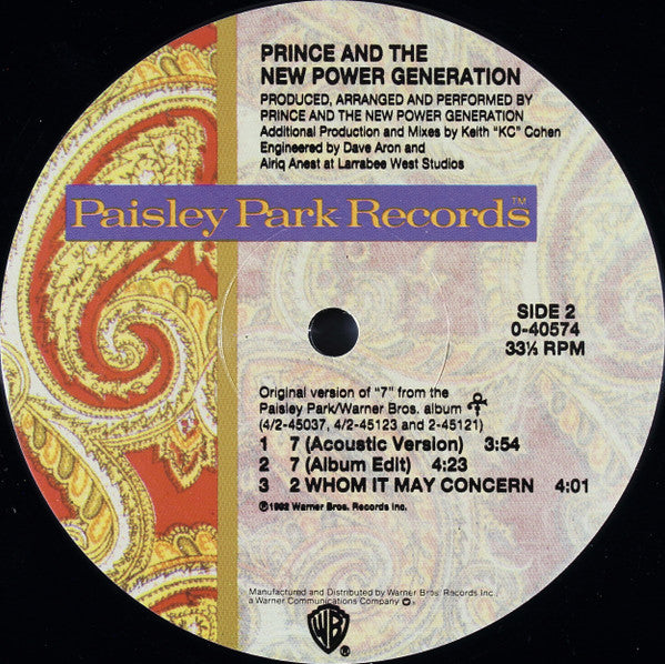 Prince And The New Power Generation : 7 (12", Maxi)