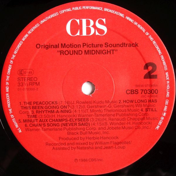 Herbie Hancock : Round Midnight (Original Motion Picture Soundtrack) (LP, Album, 311)