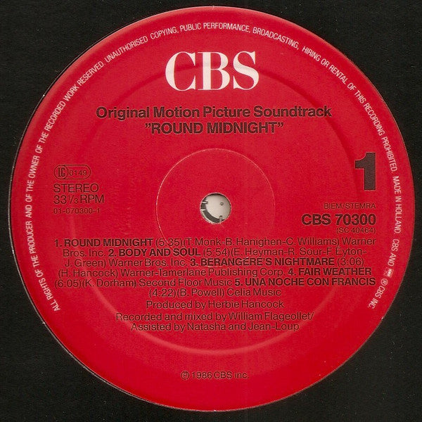 Herbie Hancock : Round Midnight (Original Motion Picture Soundtrack) (LP, Album, 311)