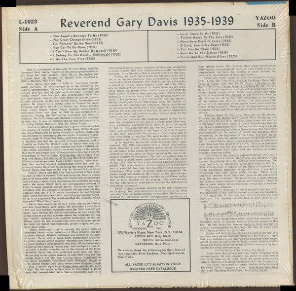 Rev. Gary Davis : 1935-1949 (LP, Comp, RE)