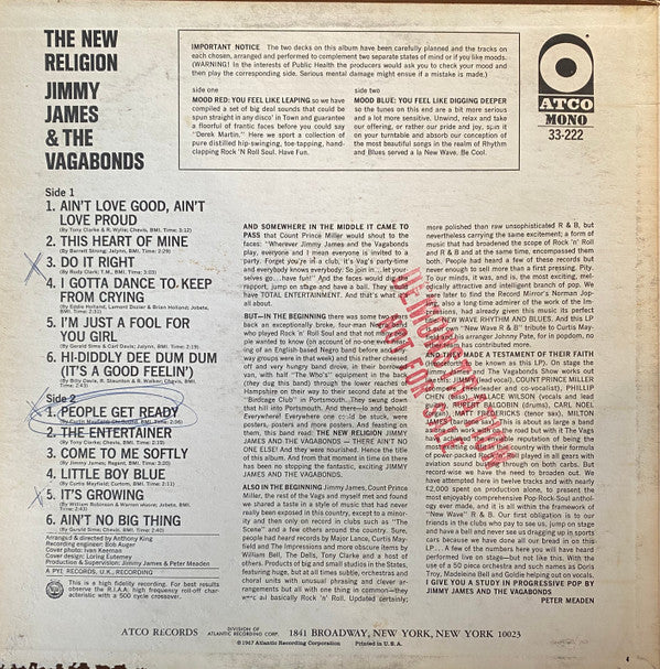Jimmy James & The Vagabonds : The New Religion (LP, Mono)