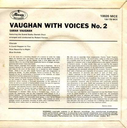 Sarah Vaughan : Vaughan With Voices No.2 (7", EP, Mono)