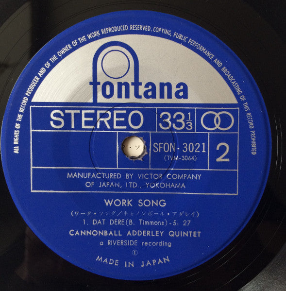 The Cannonball Adderley Quintet, Cannonball Adderley Sextet : Work Song (7", EP)