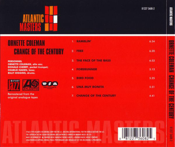 Ornette Coleman : Change Of The Century (CD, Album, RE, RM, Dig)