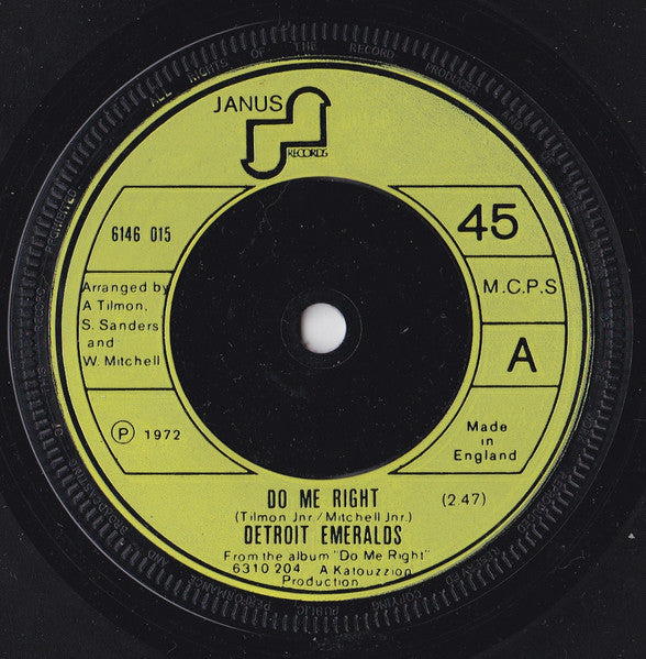 Detroit Emeralds : Do Me Right (7", Inj)