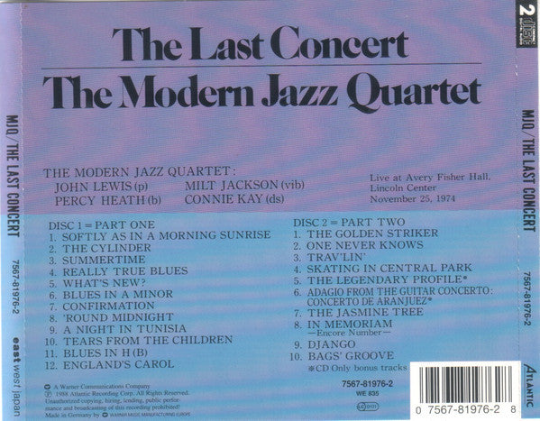 The Modern Jazz Quartet : The Last Concert (2xCD, Album)
