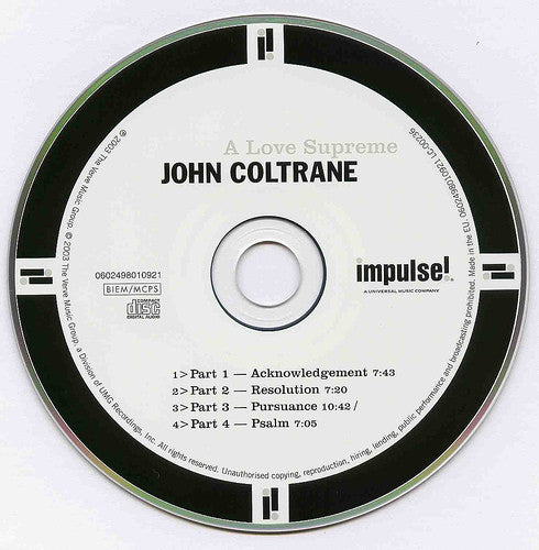 John Coltrane : A Love Supreme (CD, Album, RE, RM)