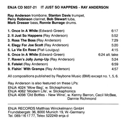 Ray Anderson : It Just So Happens (CD, Album)