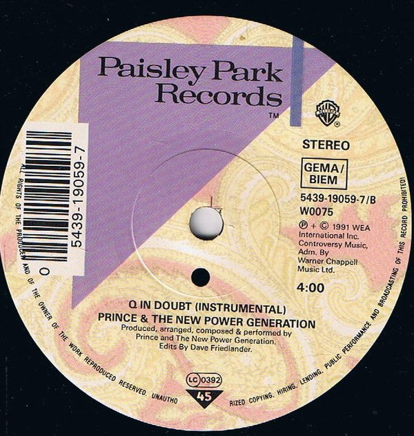 Prince & The New Power Generation : Diamonds & Pearls (7", Single, Sol)