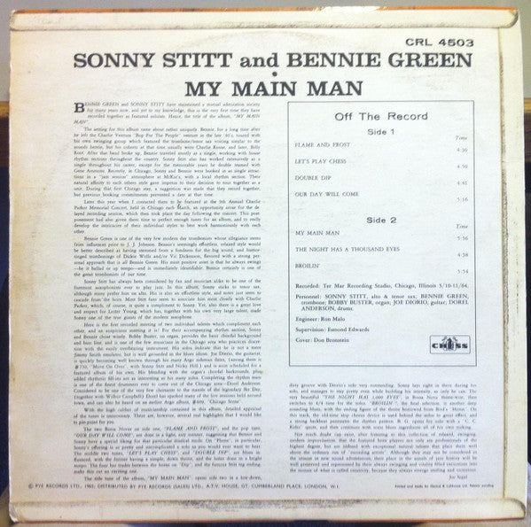 Sonny Stitt And Bennie Green : My Main Man (LP, Album, Mono)