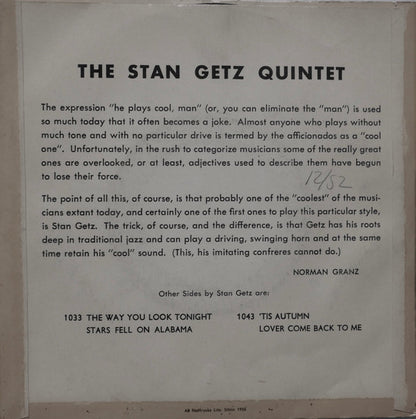 Stan Getz Quintet : The Stan Getz Quintet (7", EP)
