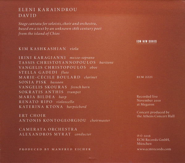 Eleni Karaindrou : David (CD, Album, O-C)