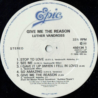 Luther Vandross : Give Me The Reason (LP, Album)